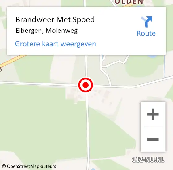 Locatie op kaart van de 112 melding: Brandweer Met Spoed Naar Eibergen, Molenweg op 30 juli 2018 17:30