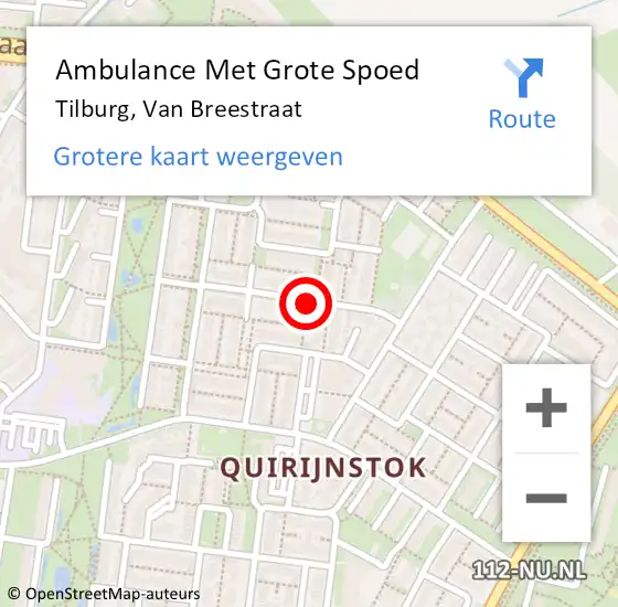 Locatie op kaart van de 112 melding: Ambulance Met Grote Spoed Naar Tilburg, Van Breestraat op 30 juli 2018 17:53