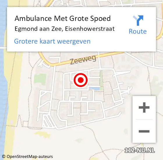 Locatie op kaart van de 112 melding: Ambulance Met Grote Spoed Naar Egmond aan Zee, Eisenhowerstraat op 30 juli 2018 19:00