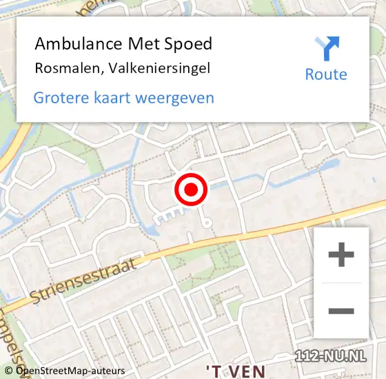 Locatie op kaart van de 112 melding: Ambulance Met Spoed Naar Rosmalen, Valkeniersingel op 30 juli 2018 19:24