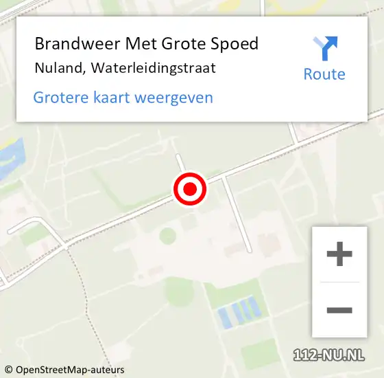 Locatie op kaart van de 112 melding: Brandweer Met Grote Spoed Naar Nuland, Waterleidingstraat op 30 juli 2018 19:41