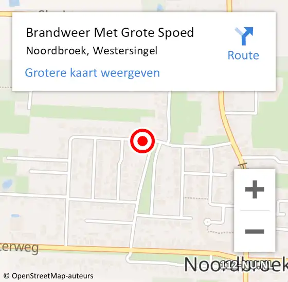 Locatie op kaart van de 112 melding: Brandweer Met Grote Spoed Naar Noordbroek, Westersingel op 30 juli 2018 19:43