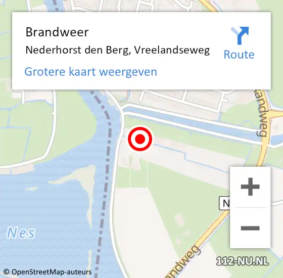 Locatie op kaart van de 112 melding: Brandweer Nederhorst den Berg, Vreelandseweg op 30 juli 2018 20:01