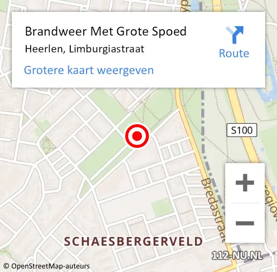 Locatie op kaart van de 112 melding: Brandweer Met Grote Spoed Naar Heerlen, Limburgiastraat op 30 juli 2018 20:18