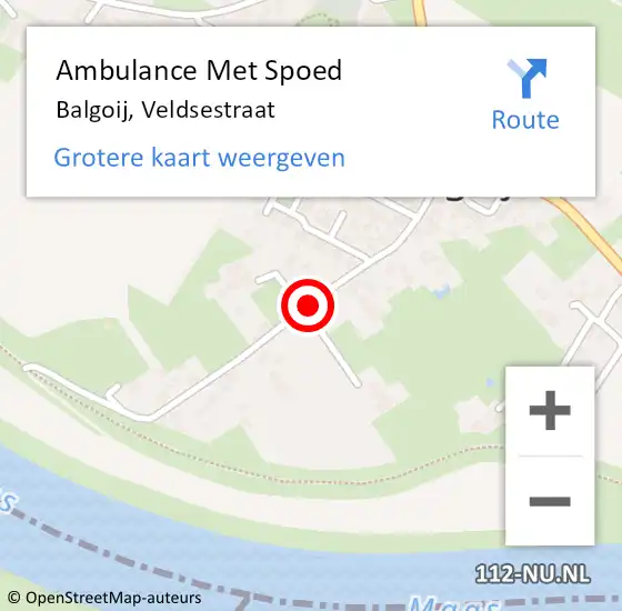 Locatie op kaart van de 112 melding: Ambulance Met Spoed Naar Balgoij, Veldsestraat op 30 juli 2018 20:21