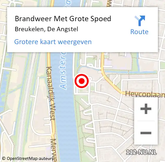 Locatie op kaart van de 112 melding: Brandweer Met Grote Spoed Naar Breukelen, De Angstel op 30 juli 2018 20:57