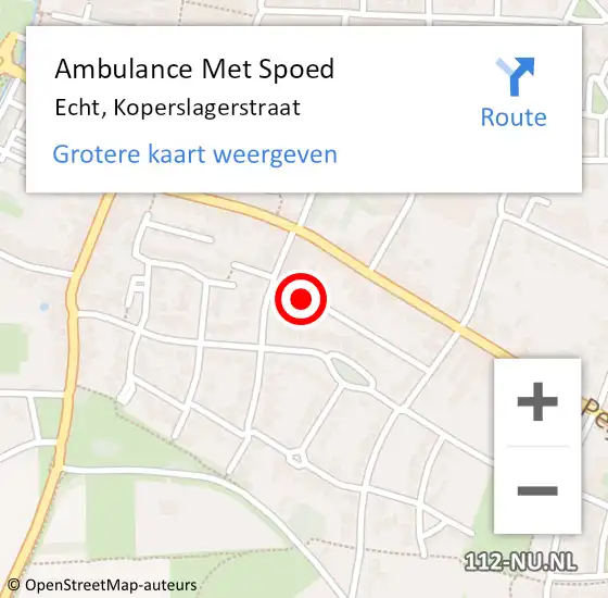 Locatie op kaart van de 112 melding: Ambulance Met Spoed Naar Echt, Koperslagerstraat op 30 juli 2018 21:20