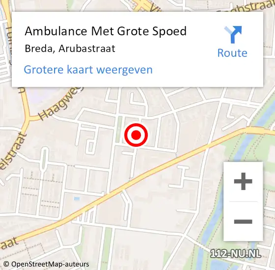 Locatie op kaart van de 112 melding: Ambulance Met Grote Spoed Naar Breda, Arubastraat op 30 juli 2018 21:30
