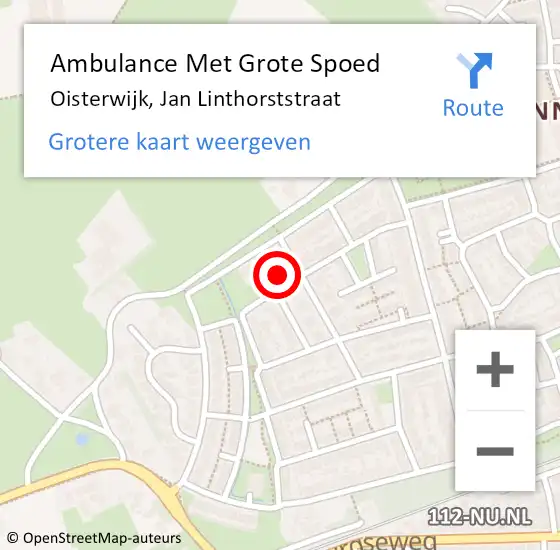 Locatie op kaart van de 112 melding: Ambulance Met Grote Spoed Naar Oisterwijk, Jan Linthorststraat op 4 maart 2014 15:48
