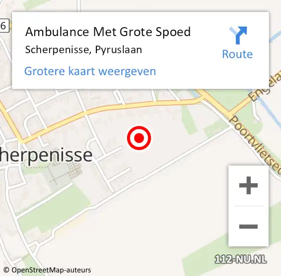 Locatie op kaart van de 112 melding: Ambulance Met Grote Spoed Naar Scherpenisse, Pyruslaan op 30 juli 2018 21:48