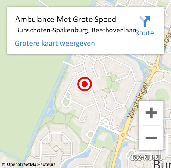 Locatie op kaart van de 112 melding: Ambulance Met Grote Spoed Naar Bunschoten-Spakenburg, Beethovenlaan op 30 juli 2018 22:45