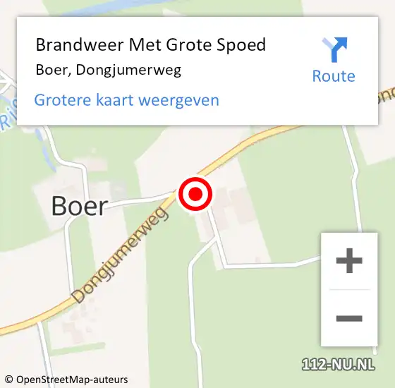 Locatie op kaart van de 112 melding: Brandweer Met Grote Spoed Naar Boer, Dongjumerweg op 4 maart 2014 15:55