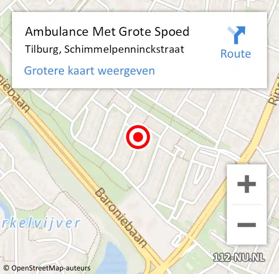 Locatie op kaart van de 112 melding: Ambulance Met Grote Spoed Naar Tilburg, Schimmelpenninckstraat op 30 juli 2018 23:41