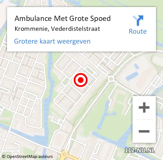 Locatie op kaart van de 112 melding: Ambulance Met Grote Spoed Naar Krommenie, Vederdistelstraat op 30 juli 2018 23:42