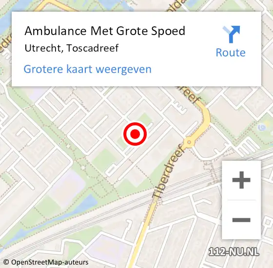 Locatie op kaart van de 112 melding: Ambulance Met Grote Spoed Naar Utrecht, Toscadreef op 31 juli 2018 00:39