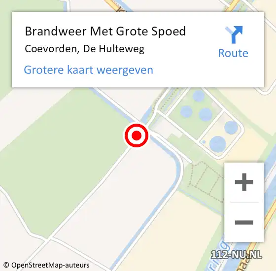 Locatie op kaart van de 112 melding: Brandweer Met Grote Spoed Naar Coevorden, De Hulteweg op 31 juli 2018 00:42