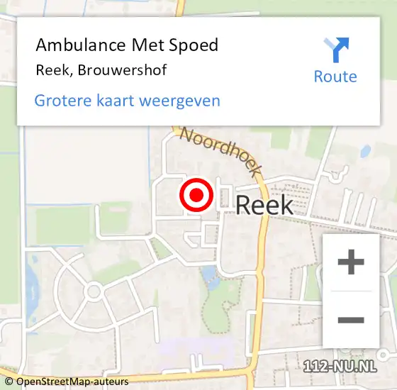 Locatie op kaart van de 112 melding: Ambulance Met Spoed Naar Reek, Brouwershof op 31 juli 2018 00:49