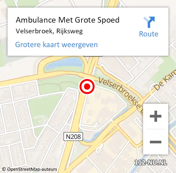 Locatie op kaart van de 112 melding: Ambulance Met Grote Spoed Naar Velserbroek, Rijksweg op 31 juli 2018 01:19