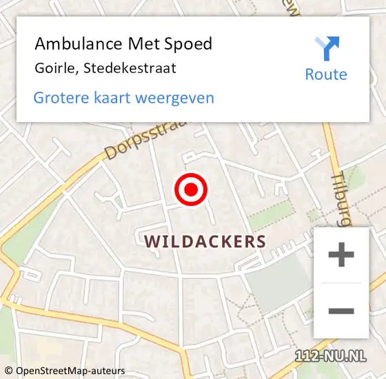 Locatie op kaart van de 112 melding: Ambulance Met Spoed Naar Goirle, Stedekestraat op 31 juli 2018 01:23