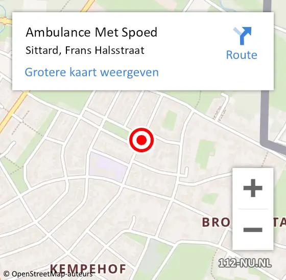 Locatie op kaart van de 112 melding: Ambulance Met Spoed Naar Sittard, Frans Halsstraat op 31 juli 2018 02:24