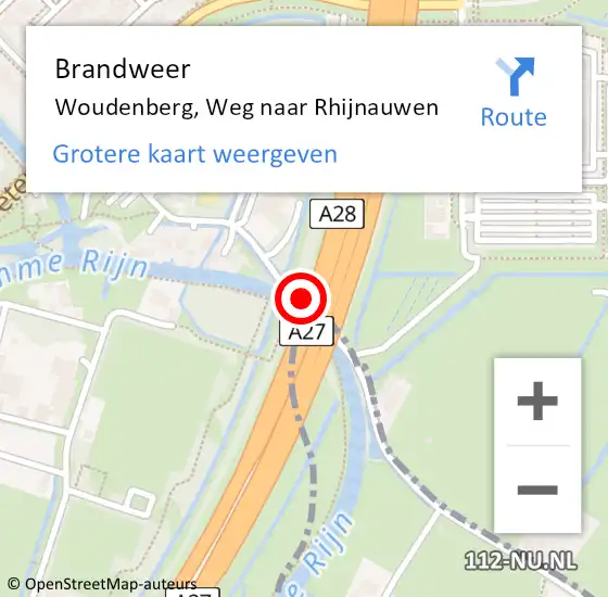 Locatie op kaart van de 112 melding: Brandweer Breukelen, Weg naar Rhijnauwen op 31 juli 2018 02:46