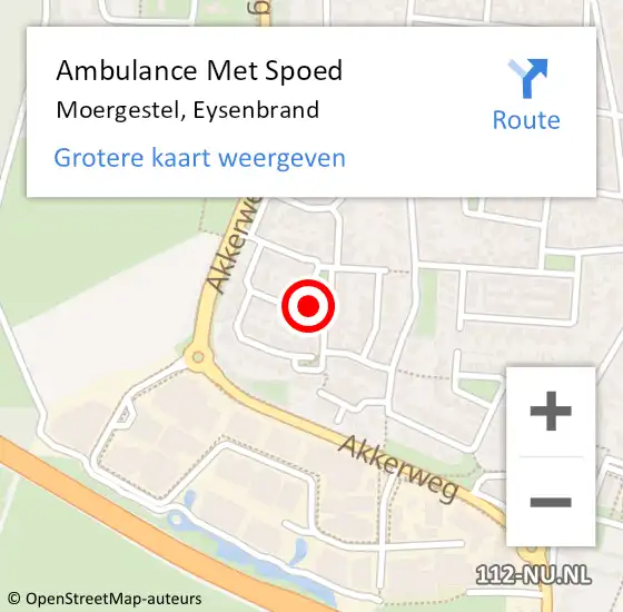 Locatie op kaart van de 112 melding: Ambulance Met Spoed Naar Moergestel, Eysenbrand op 31 juli 2018 02:47