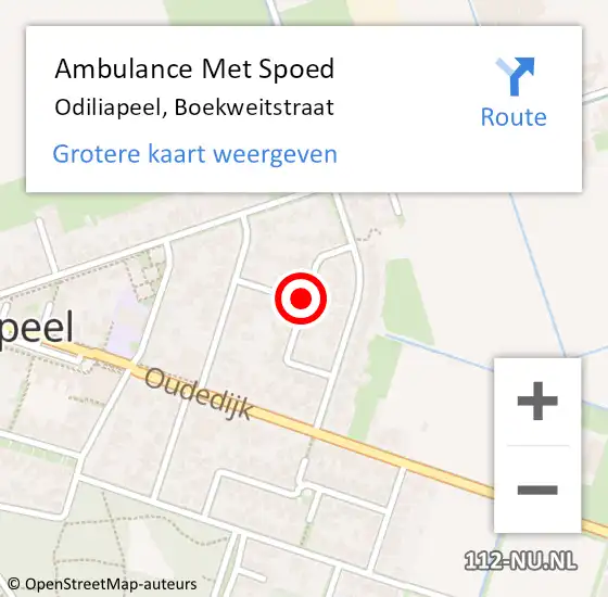 Locatie op kaart van de 112 melding: Ambulance Met Spoed Naar Odiliapeel, Boekweitstraat op 31 juli 2018 03:02