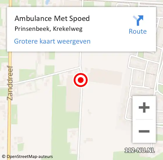 Locatie op kaart van de 112 melding: Ambulance Met Spoed Naar Prinsenbeek, Krekelweg op 31 juli 2018 03:26