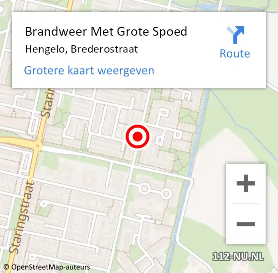 Locatie op kaart van de 112 melding: Brandweer Met Grote Spoed Naar Hengelo, Brederostraat op 31 juli 2018 03:50