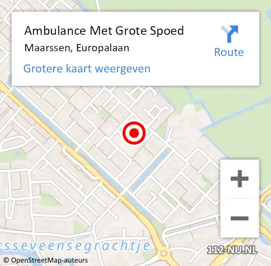 Locatie op kaart van de 112 melding: Ambulance Met Grote Spoed Naar Maarssen, Europalaan op 31 juli 2018 04:33