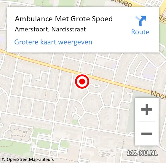 Locatie op kaart van de 112 melding: Ambulance Met Grote Spoed Naar Amersfoort, Narcisstraat op 31 juli 2018 04:52