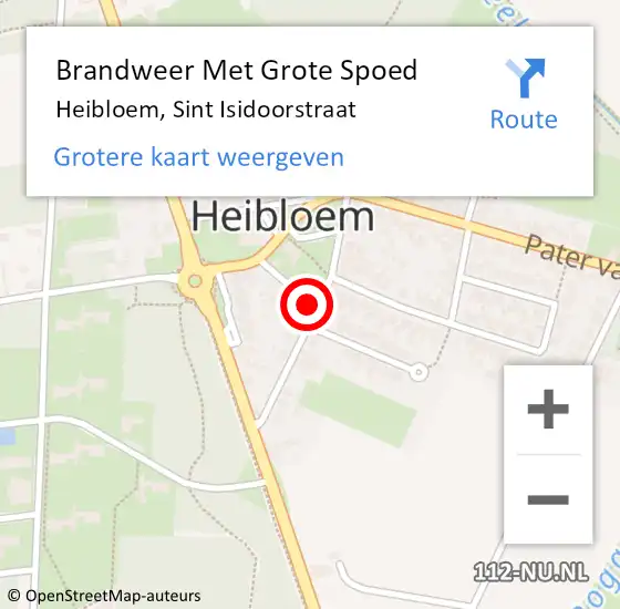 Locatie op kaart van de 112 melding: Brandweer Met Grote Spoed Naar Heibloem, Sint Isidoorstraat op 31 juli 2018 05:13