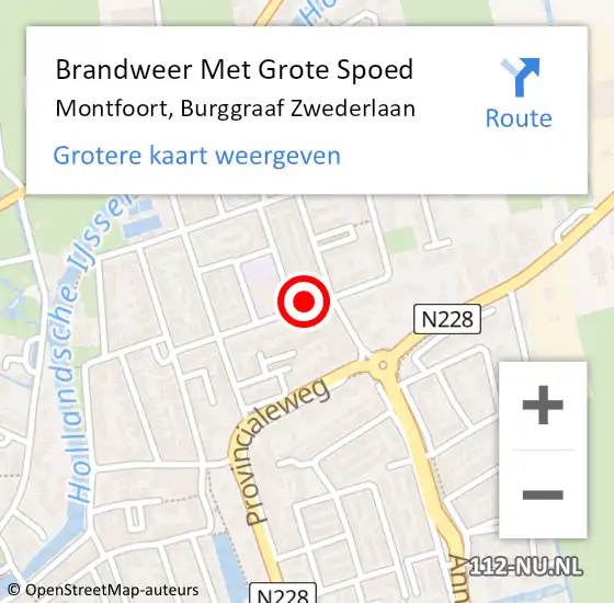 Locatie op kaart van de 112 melding: Brandweer Met Grote Spoed Naar Montfoort, Burggraaf Zwederlaan op 31 juli 2018 05:36