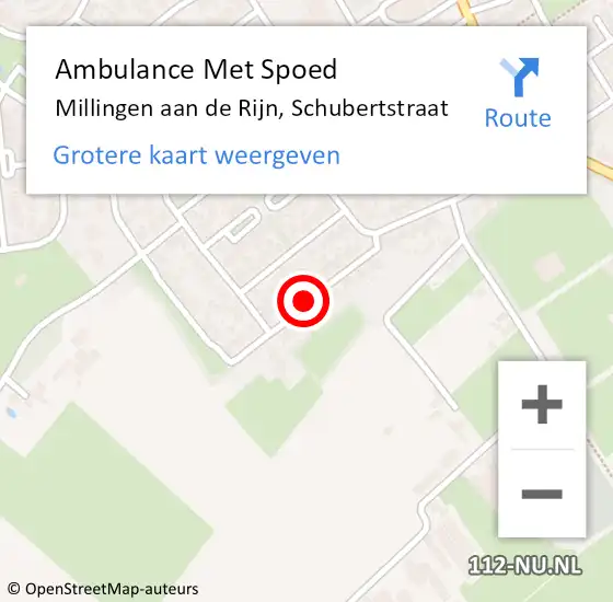 Locatie op kaart van de 112 melding: Ambulance Met Spoed Naar Millingen aan de Rijn, Schubertstraat op 31 juli 2018 07:30