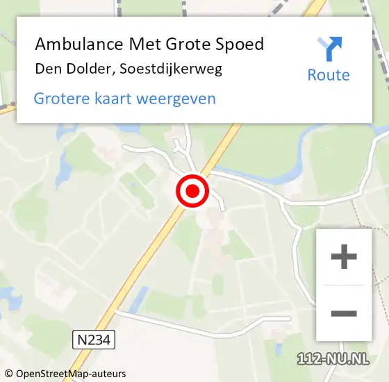 Locatie op kaart van de 112 melding: Ambulance Met Grote Spoed Naar Den Dolder, Soestdijkerweg op 31 juli 2018 08:21