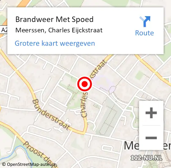 Locatie op kaart van de 112 melding: Brandweer Met Spoed Naar Meerssen, Charles Eijckstraat op 31 juli 2018 08:22