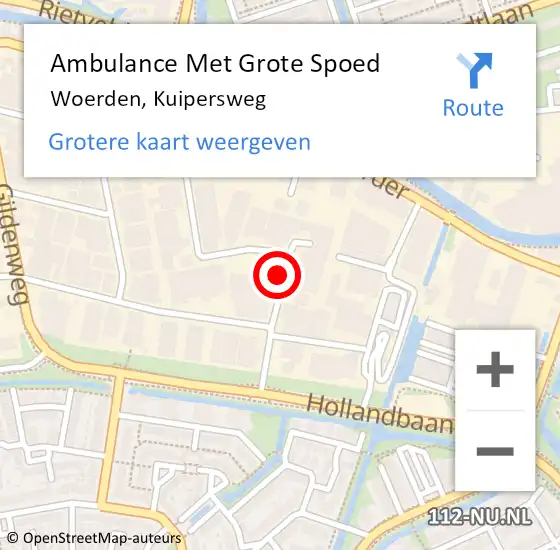 Locatie op kaart van de 112 melding: Ambulance Met Grote Spoed Naar Woerden, Kuipersweg op 31 juli 2018 08:22