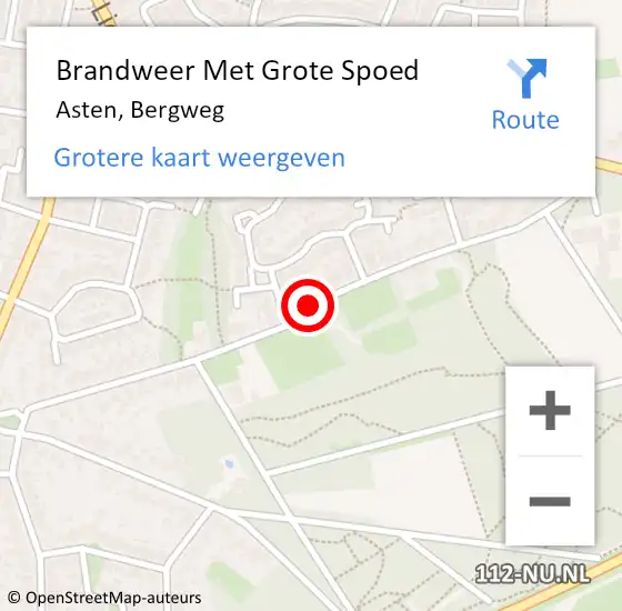 Locatie op kaart van de 112 melding: Brandweer Met Grote Spoed Naar Asten, Bergweg op 31 juli 2018 08:41