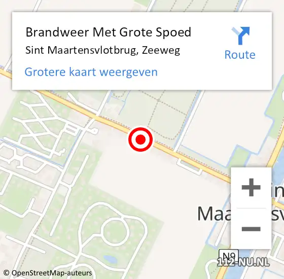 Locatie op kaart van de 112 melding: Brandweer Met Grote Spoed Naar Sint Maartensvlotbrug, Zeeweg op 31 juli 2018 09:31