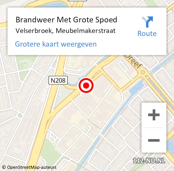 Locatie op kaart van de 112 melding: Brandweer Met Grote Spoed Naar Velserbroek, Meubelmakerstraat op 31 juli 2018 09:37