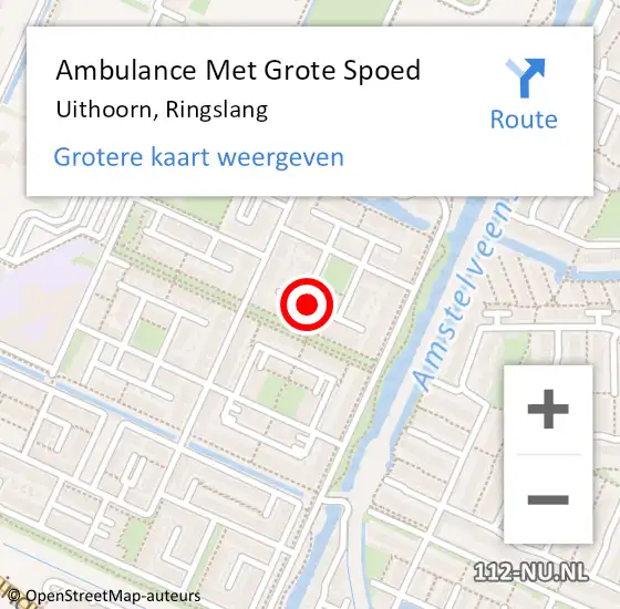 Locatie op kaart van de 112 melding: Ambulance Met Grote Spoed Naar Uithoorn, Ringslang op 31 juli 2018 09:52