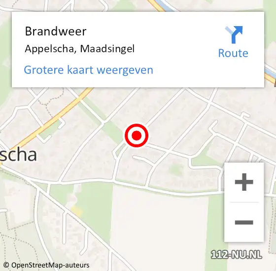 Locatie op kaart van de 112 melding: Brandweer Appelscha, Maadsingel op 31 juli 2018 09:56