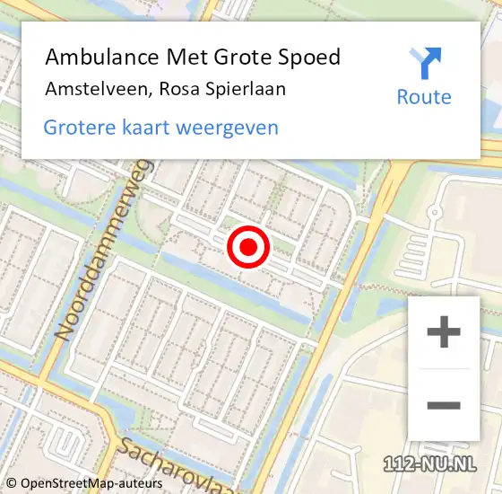 Locatie op kaart van de 112 melding: Ambulance Met Grote Spoed Naar Amstelveen, Rosa Spierlaan op 31 juli 2018 09:58