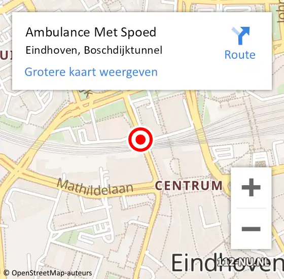 Locatie op kaart van de 112 melding: Ambulance Met Spoed Naar Eindhoven, Boschdijktunnel op 31 juli 2018 10:13