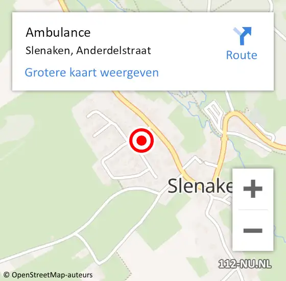 Locatie op kaart van de 112 melding: Ambulance Slenaken, Anderdelstraat op 4 maart 2014 16:32