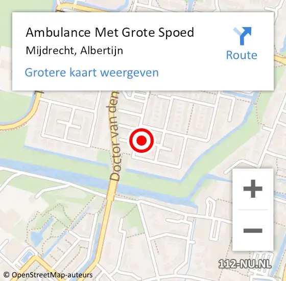 Locatie op kaart van de 112 melding: Ambulance Met Grote Spoed Naar Mijdrecht, Albertijn op 31 juli 2018 10:33