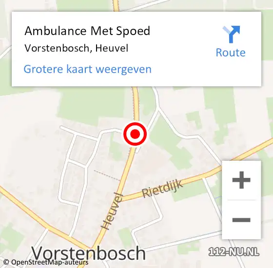 Locatie op kaart van de 112 melding: Ambulance Met Spoed Naar Vorstenbosch, Heuvel op 31 juli 2018 10:35