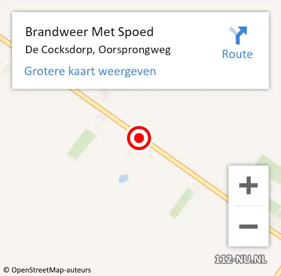 Locatie op kaart van de 112 melding: Brandweer Met Spoed Naar De Cocksdorp, Oorsprongweg op 31 juli 2018 10:54