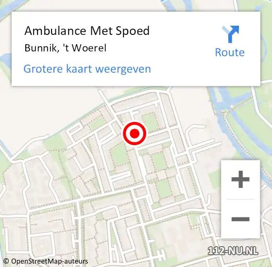 Locatie op kaart van de 112 melding: Ambulance Met Spoed Naar Bunnik, 't Woerel op 31 juli 2018 10:58