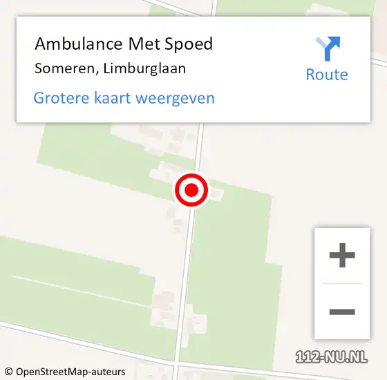 Locatie op kaart van de 112 melding: Ambulance Met Spoed Naar Someren, Limburglaan op 31 juli 2018 11:05